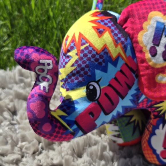 Pop Art Soft 16" Plush Elephant Mammoth Cartoon Wham Colorful Stuffed Animal POW - Picture 1 of 11